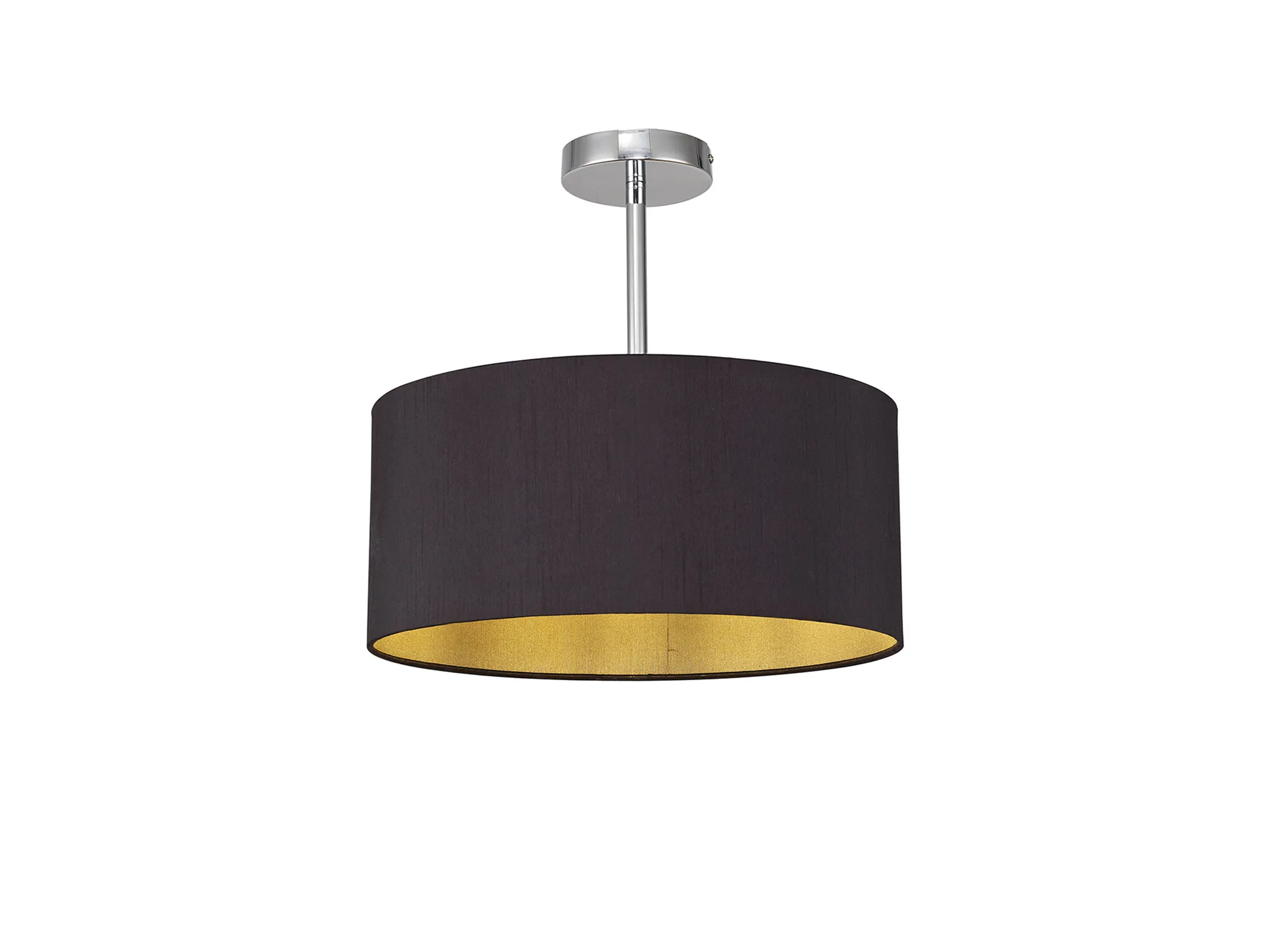DK0091  Baymont 40cm Semi Flush 1 Light Polished Chrome, Midnight Black/Green Olive